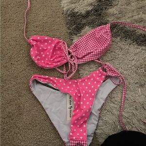 Pink Polka Dot and checks Bikini